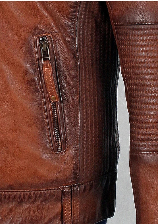 Handmade Men's Ruda Burnished Leather Jacket