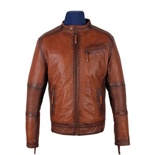 Handmade Men's Ruda Burnished Leather Jacket