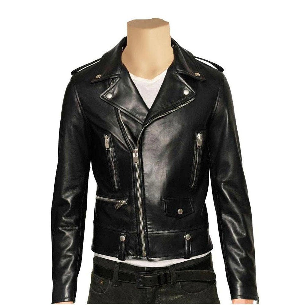 Handmade Classic Biker Style Jacket With Epauletts