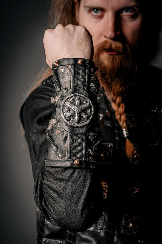 Medieval leather bracers for Larp