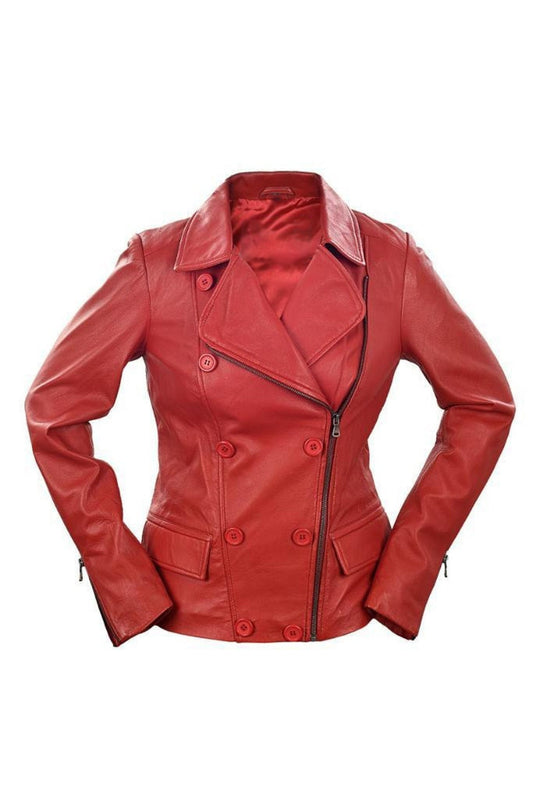 Handmade  Stylish Vintage Look Biker Leather Jacket for Women - Motorcycle Leather Jacket for Women