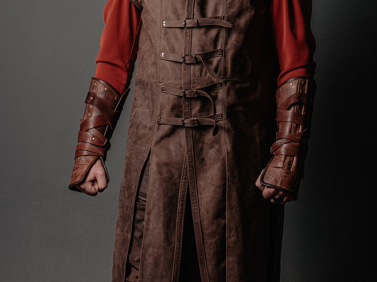 Medieval leather bracers for Larp