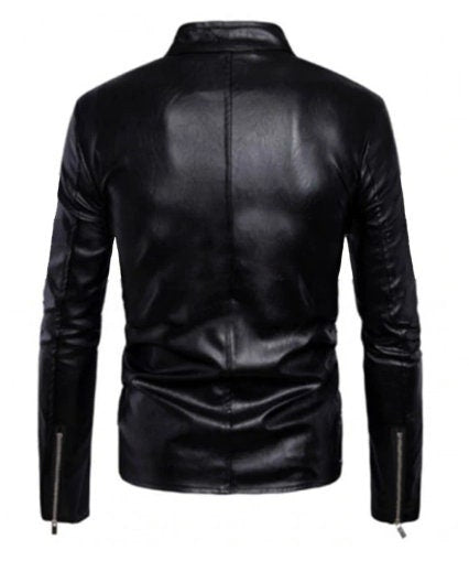 Handmade Men Cafe Racer Antique Classic Fashion Motorbike Black Leather Jacket