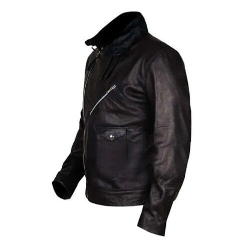 Handmade 24 Legacy Ashley Thomas (Isaac Carter) Fur Collar Leather Jacket