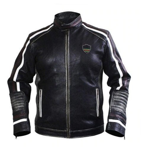 Handmade Men Cafe Racer Motorcycle Retro 4 Vintage Black Distressed Leather Jacket