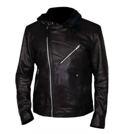 Handmade 24 Legacy Ashley Thomas (Isaac Carter) Fur Collar Leather Jacket