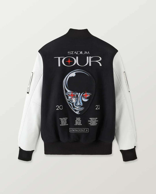 Handmade  Weeknd Stadium Varsity Jacket Black and White Handmade Cosplay