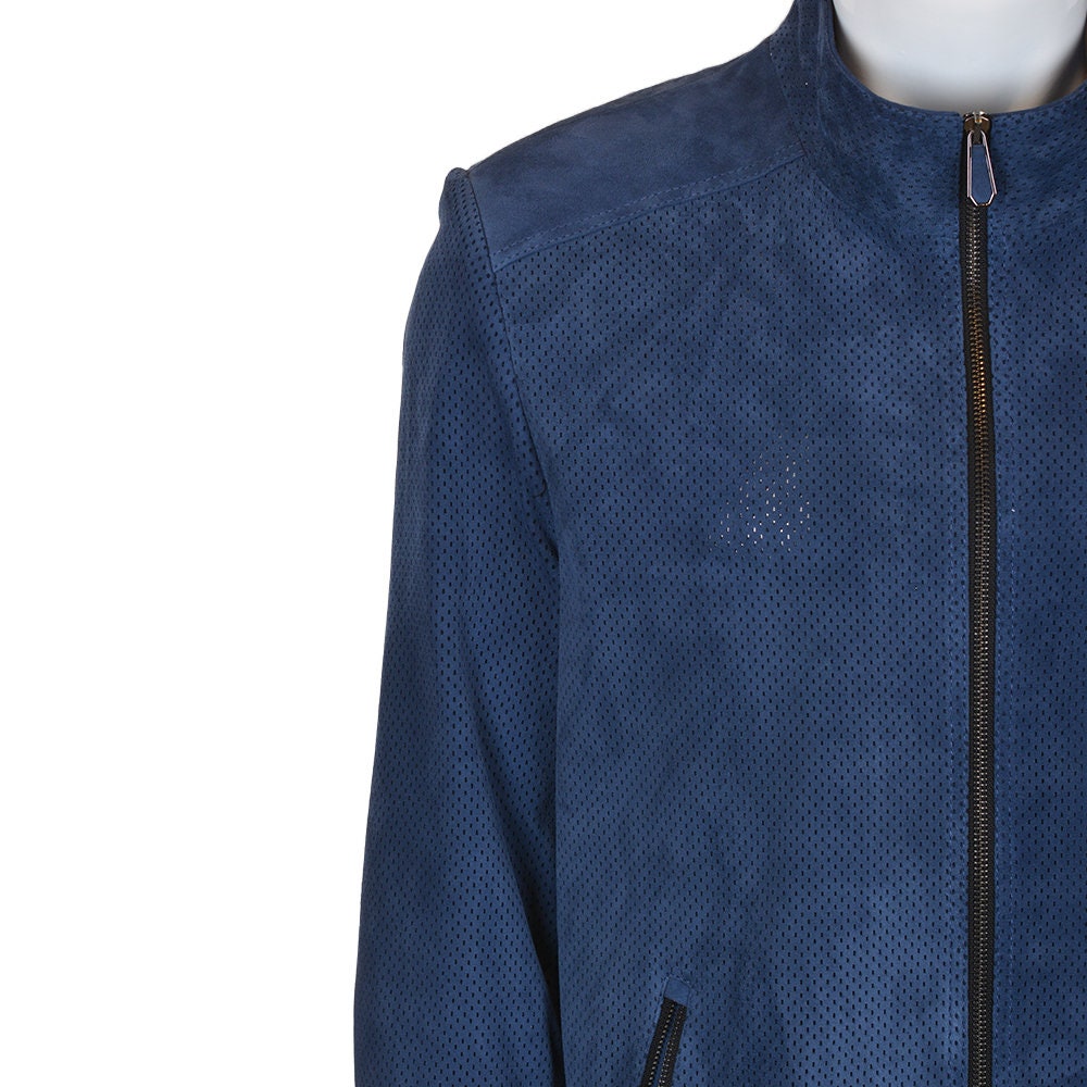 Ox and Bulls Blue Netted Mesh Suede Jacket