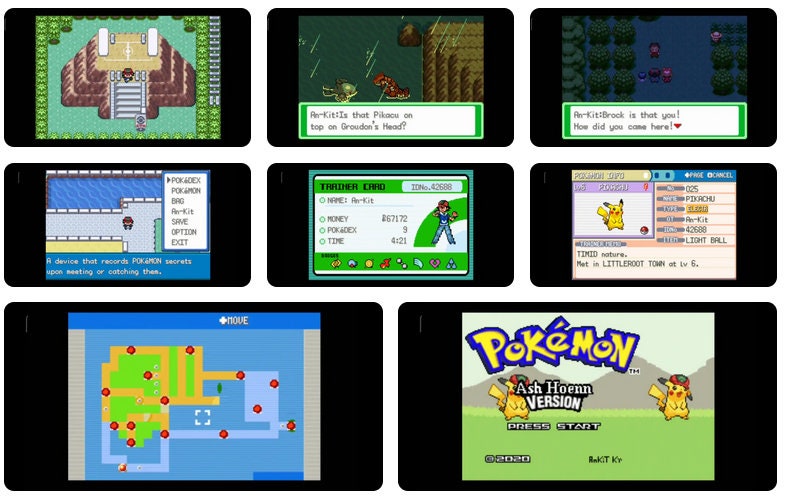 Pokemon Ash Hoenn GBA Video Game Rare GameBoy Advance Custom ROM