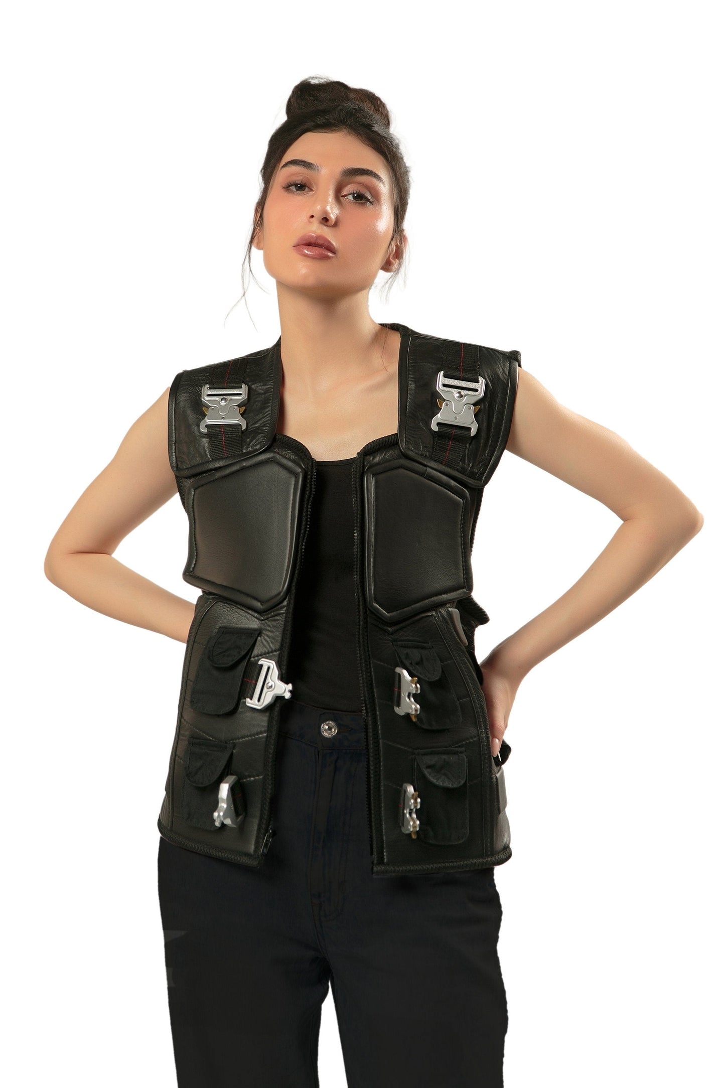 Handmade  Military Vest Handmade Cosplay Leather Vest Unisex