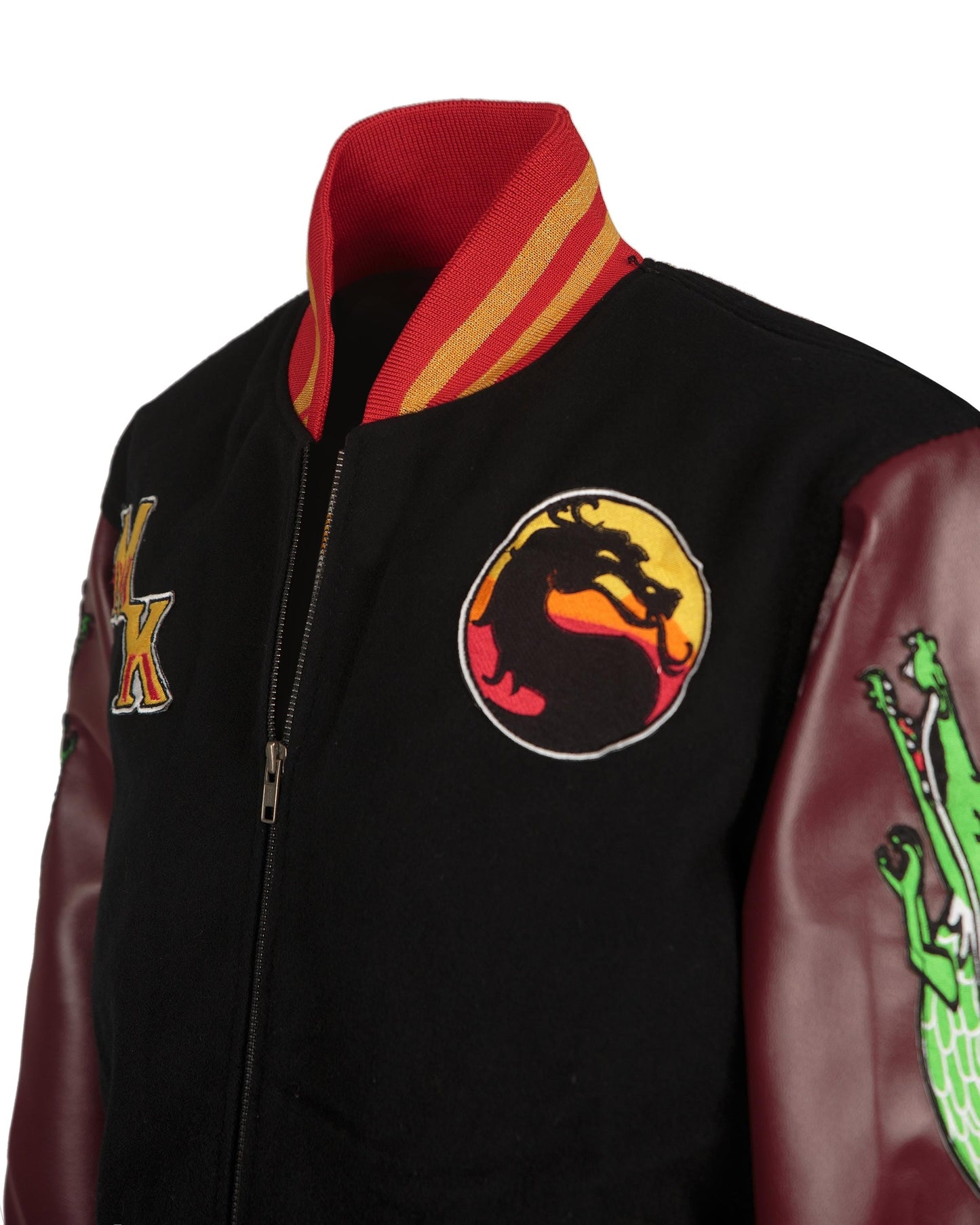 Handmade Custom made Mortal Combat Sub-zero and Scorpion Fighting Varsity Jacket with Brown Sleeves