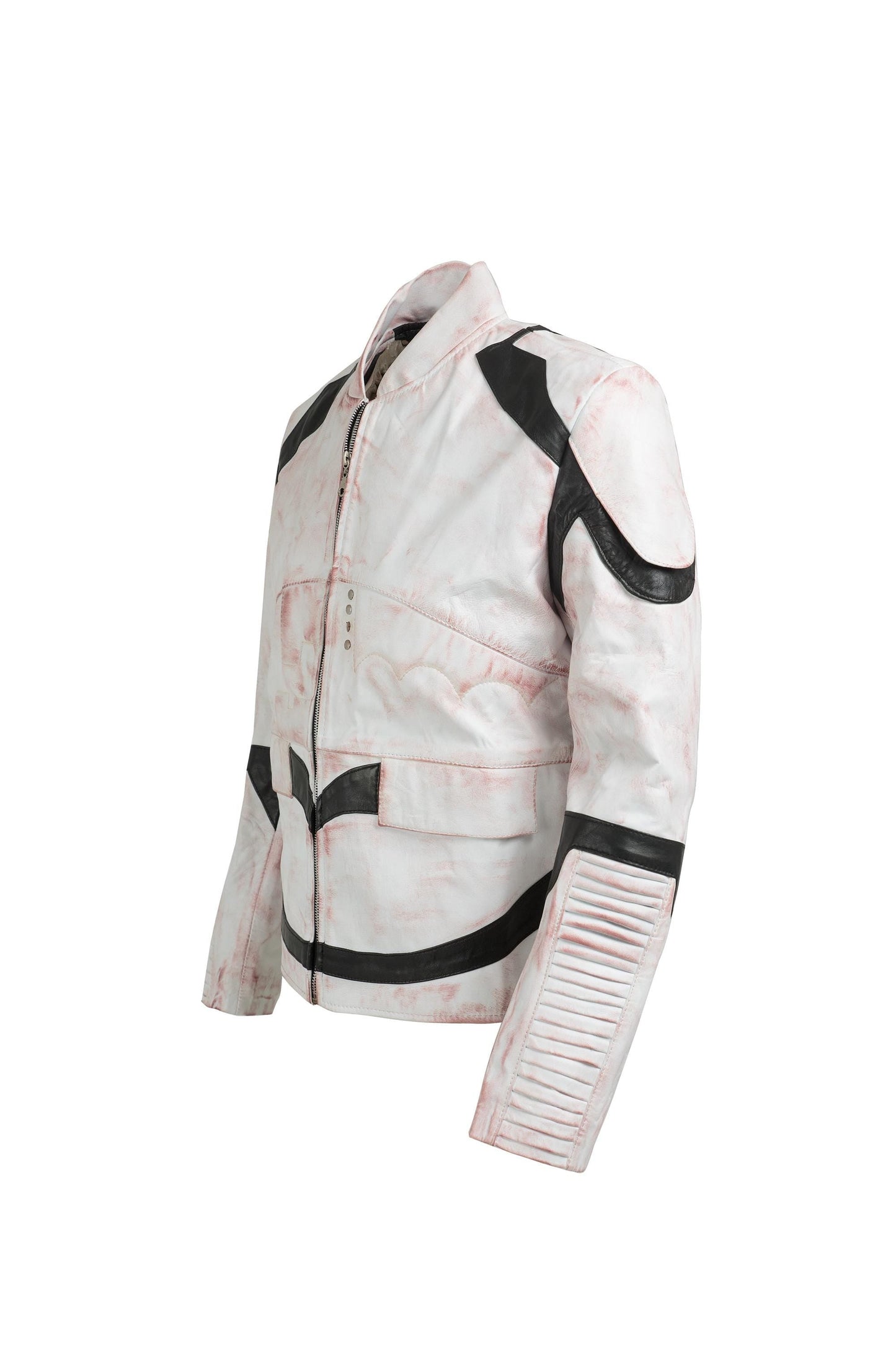 The Starwars StormTrooper Inspired White Leather Jacket Designed and Handcrafted by Ox and Bulls