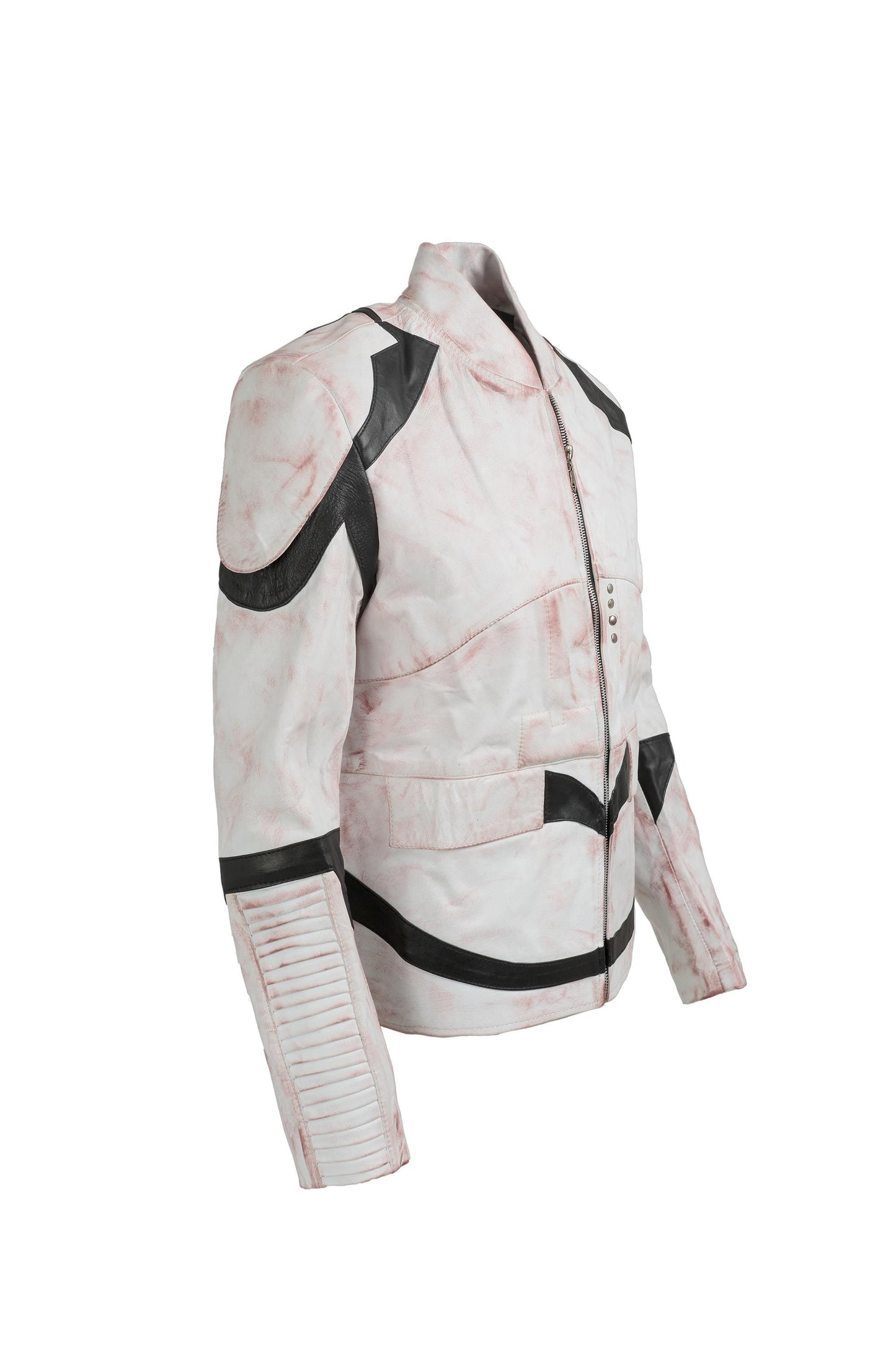 The Starwars StormTrooper Inspired White Leather Jacket Designed and Handcrafted by Ox and Bulls