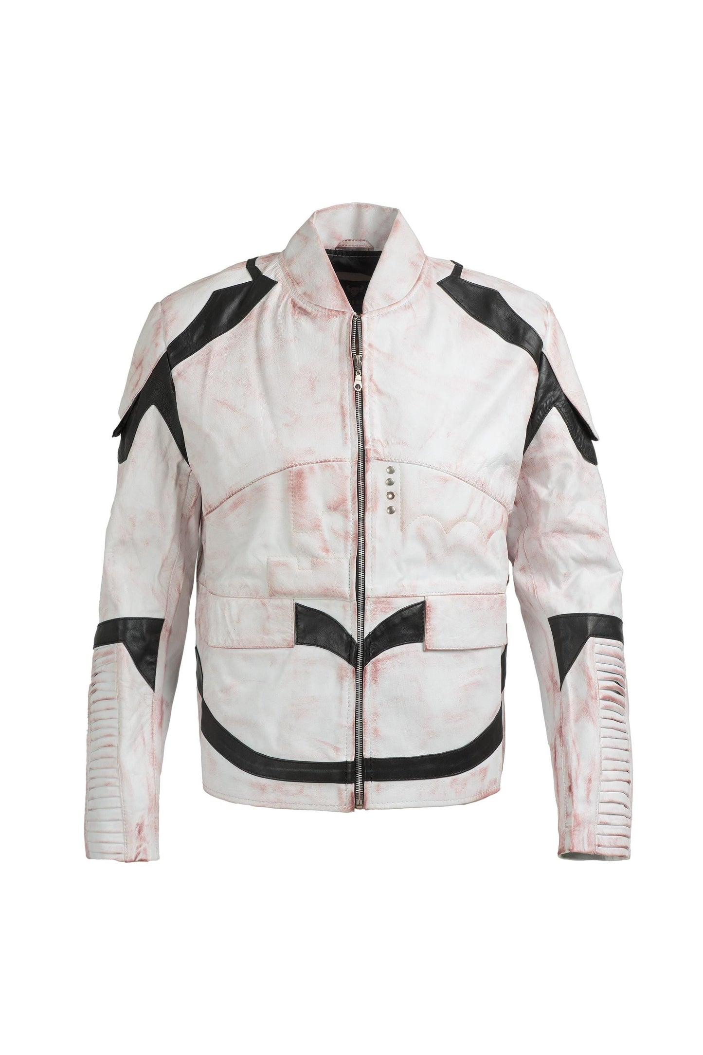 The Starwars StormTrooper Inspired White Leather Jacket Designed and Handcrafted by Ox and Bulls