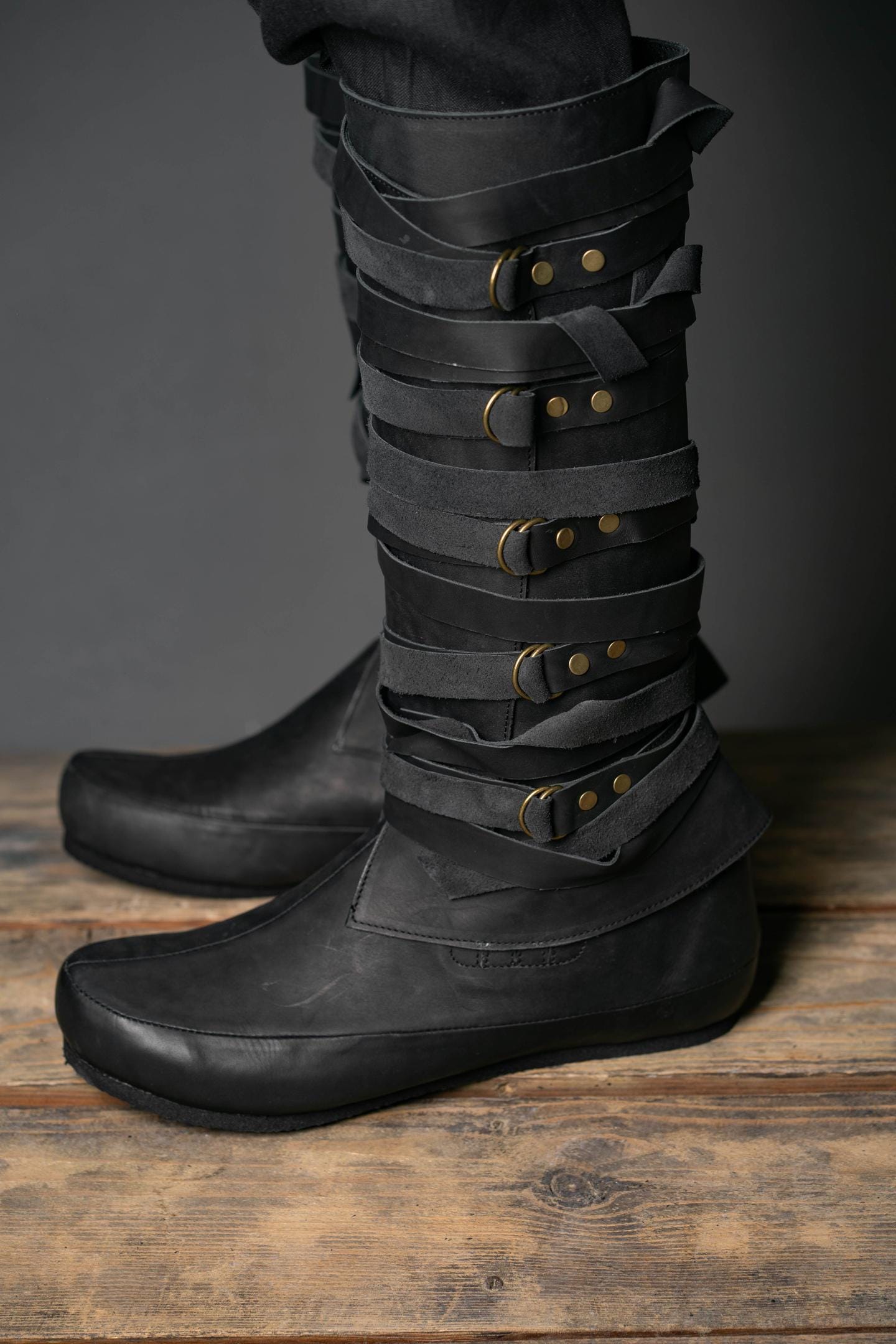 Black High Leather Boots "Assassin"