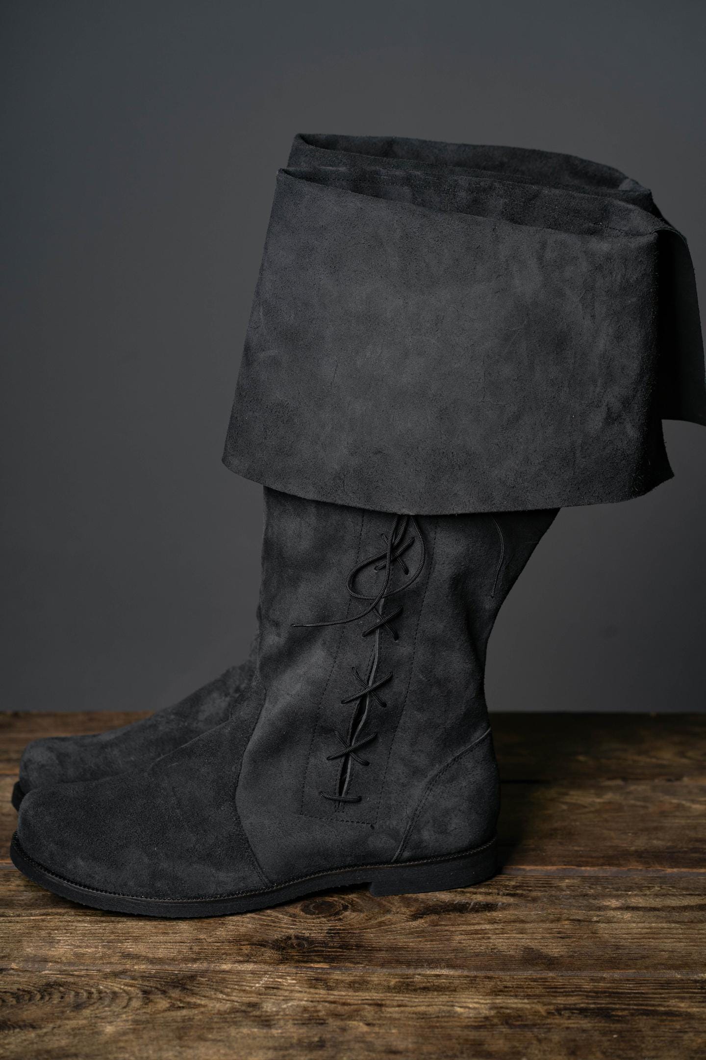 Medieval Black Suede Boots "Ranger"