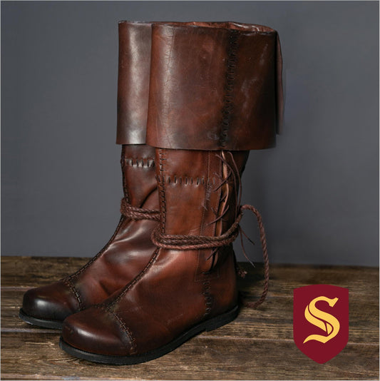 Red High Leather Boots "Aragorn"