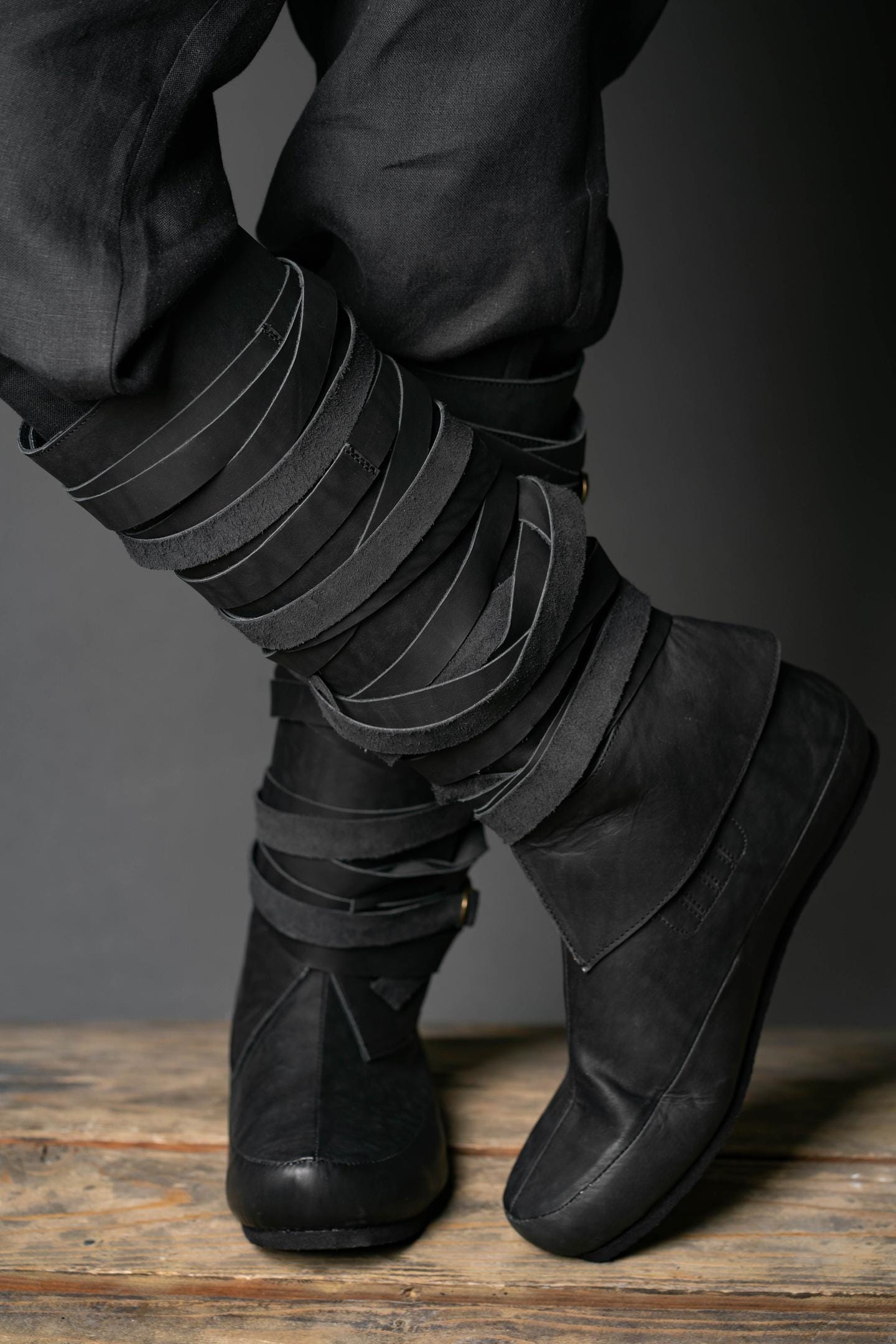 Black High Leather Boots "Assassin"