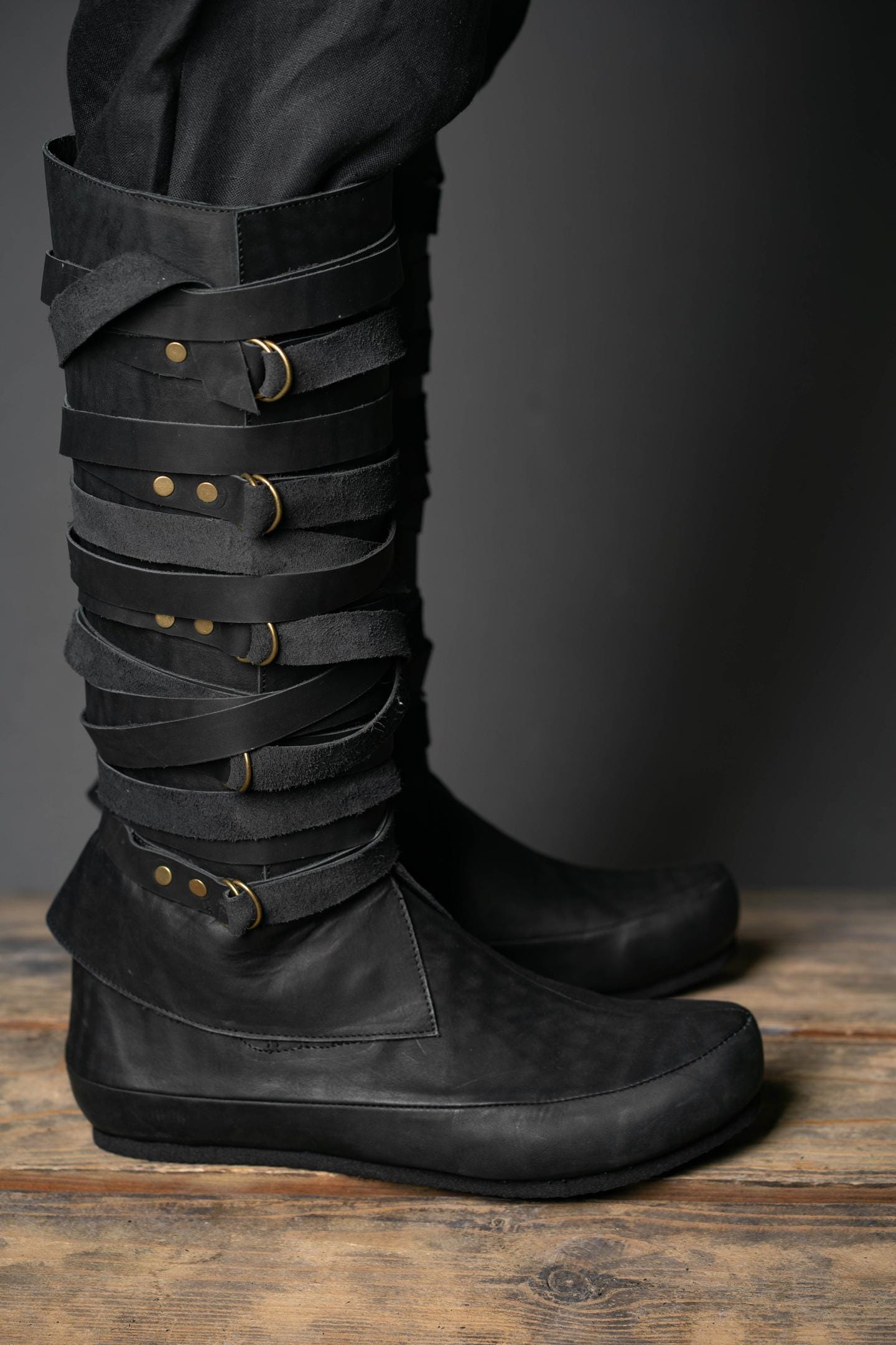 Black High Leather Boots "Assassin"