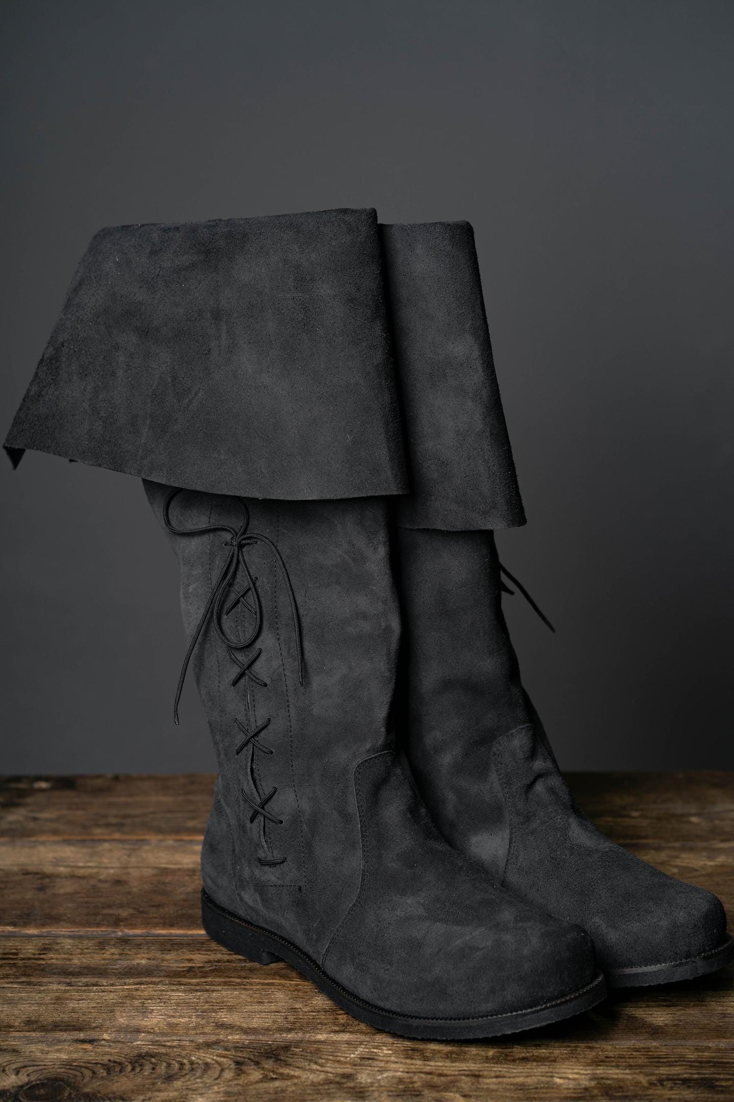Medieval Black Suede Boots "Ranger"