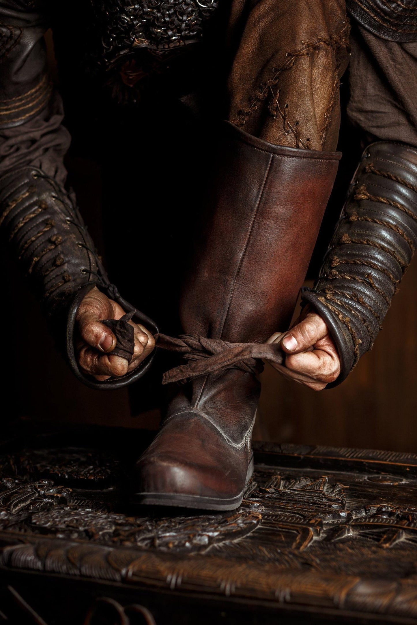 Brown High Leather Boots "Ragnar"