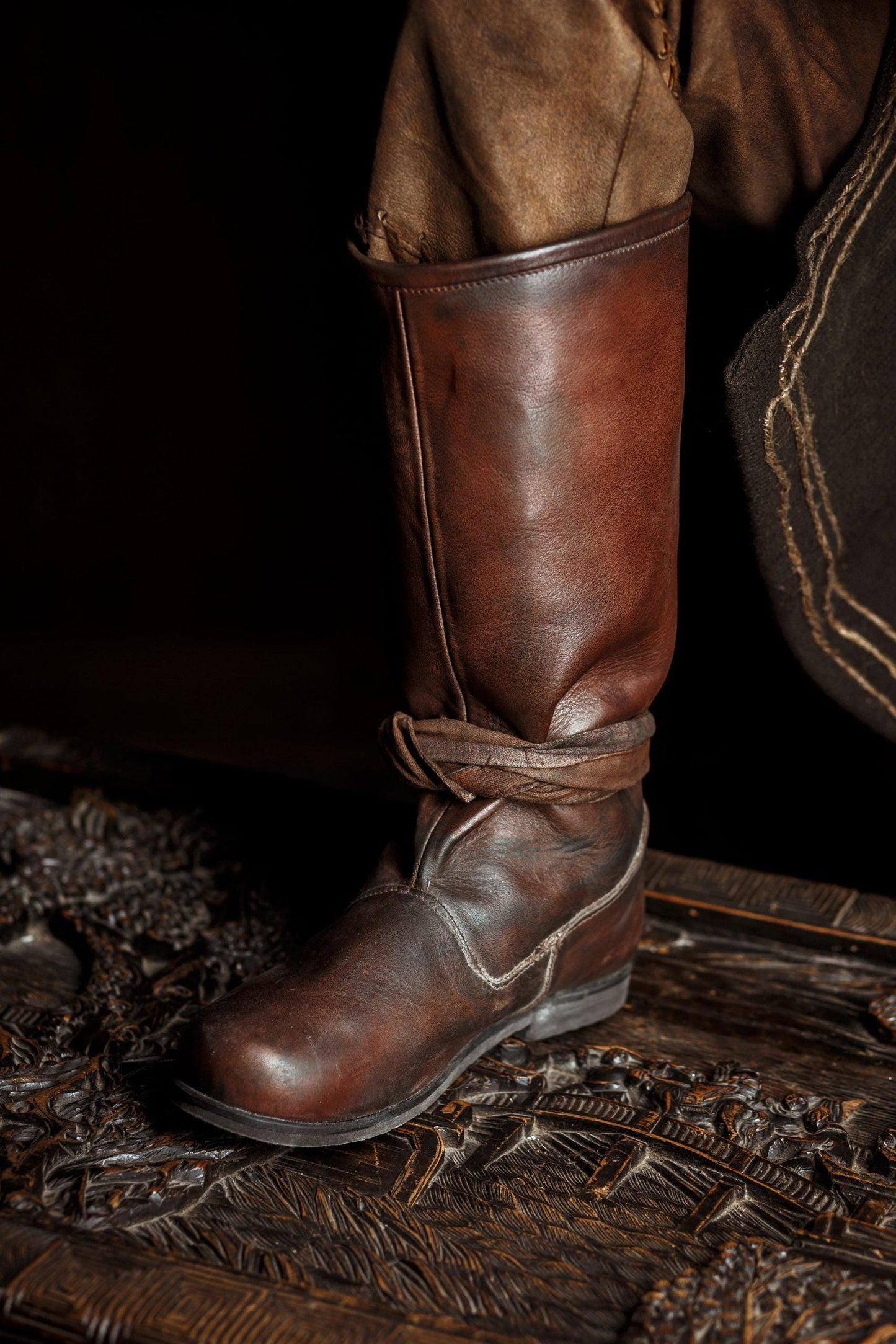 Brown High Leather Boots "Ragnar"
