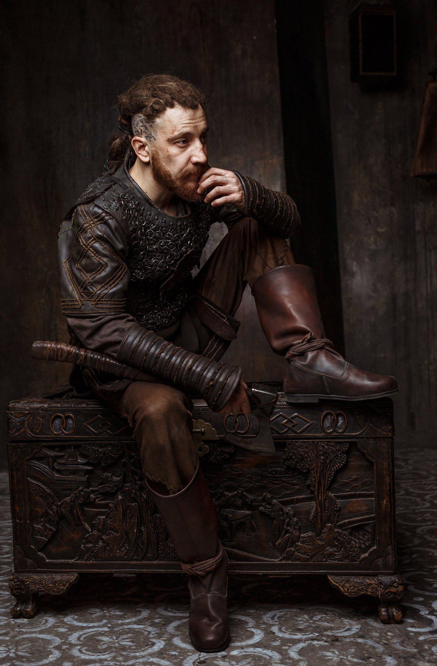 Brown High Leather Boots "Ragnar"