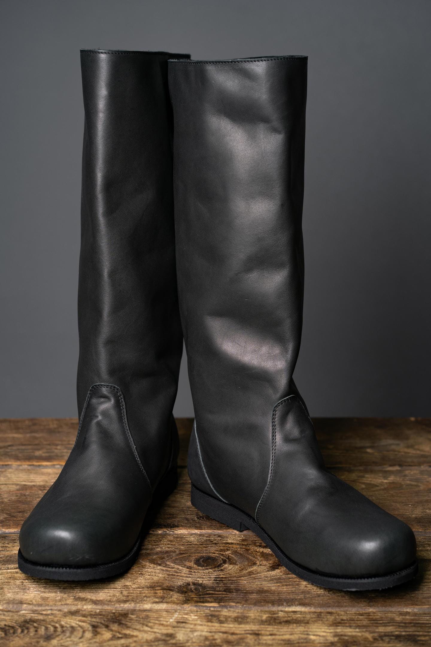 Black High Leather Boots "Ragnar"