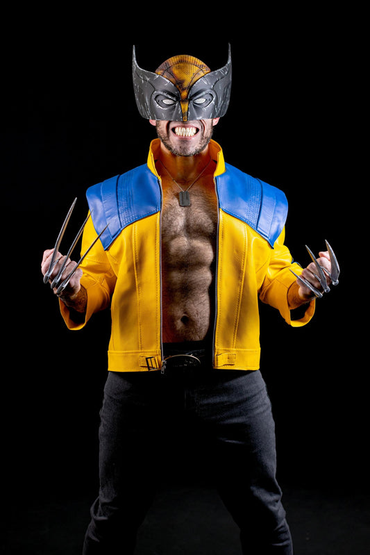 Rivals Wolverine Yellow Leather Jacket Inspired by the Attack of the Sentinels Wolverine Jacket Cosplay