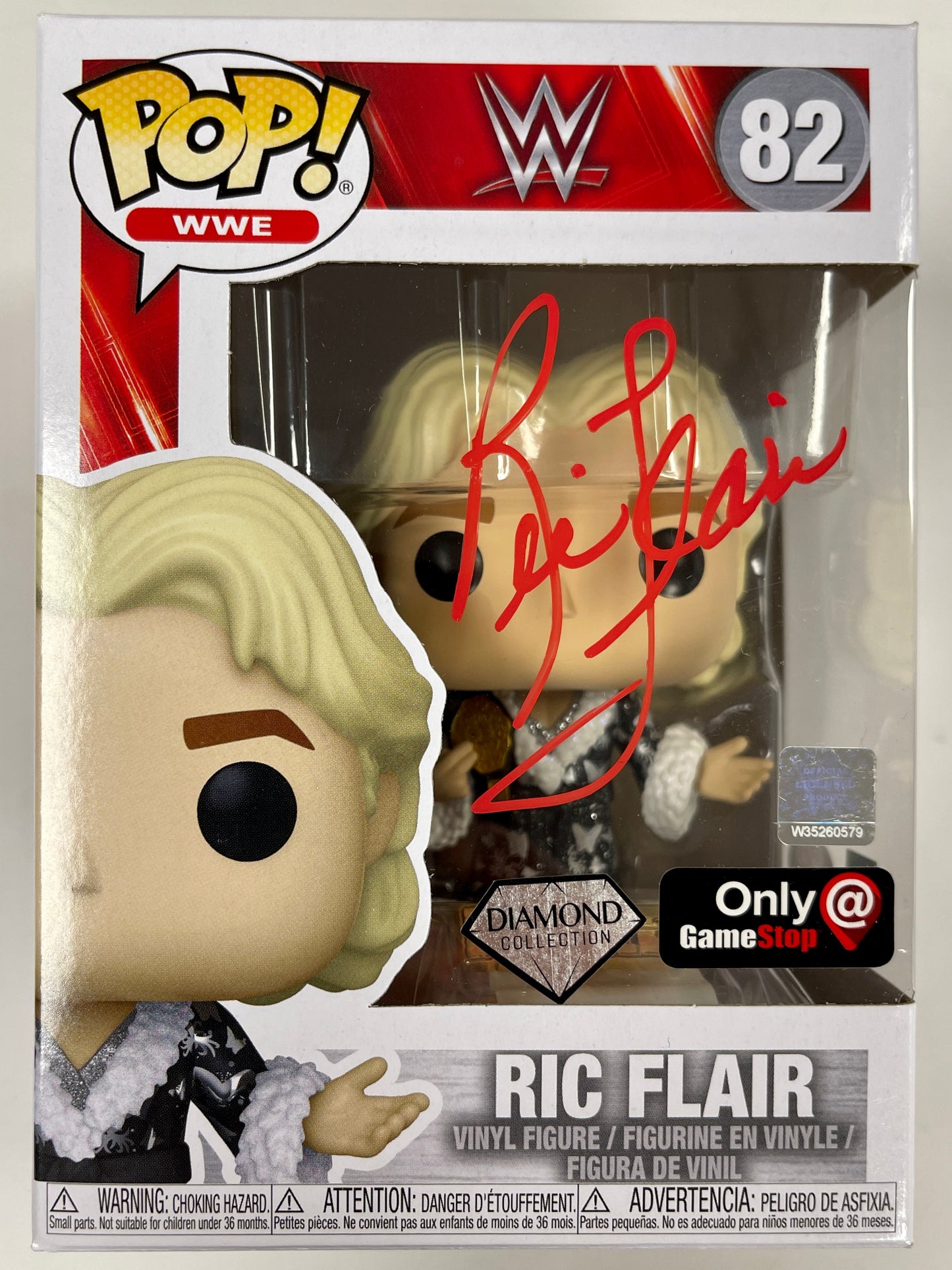 Ric Flair Signed WWE Wrestling 16X Champion Vaulted Diamond #82 Funko Pop! With PSA/DNA COA
