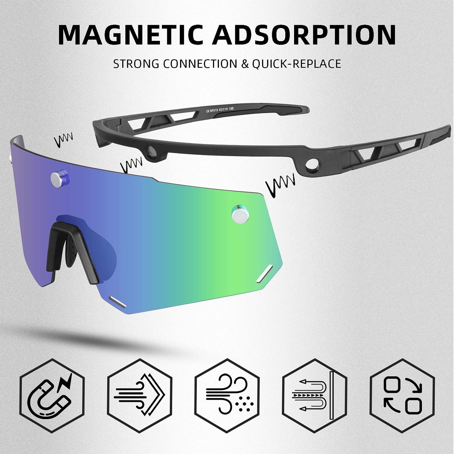 ROCKBROS Cycling Glasses for Men Women Polarized Sunglasses Two Lens for Replace