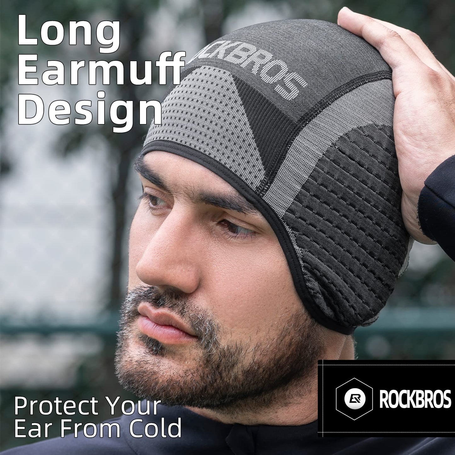 ROCKBROS Winter Cycling Skull Cap Thermal Helmet Liner with Earflaps for Men  Women