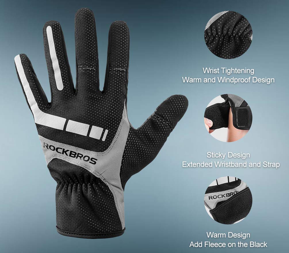 ROCKBROS Full Finger Cycling Gloves for Men, Motorcycle and Mountain Bike Gloves