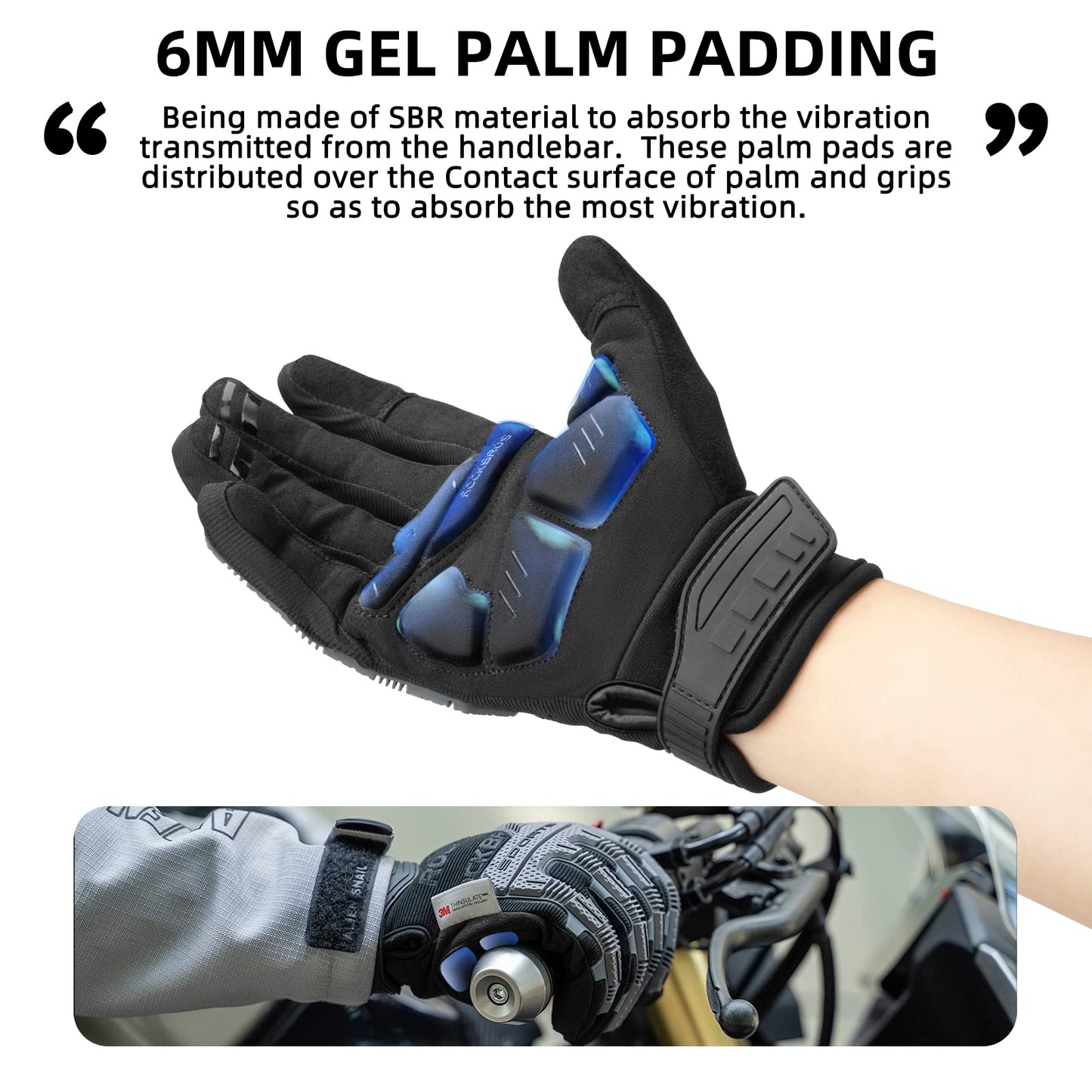 ROCKBROS Winter Touchscreen Motorcycle Gloves with Palm Padding & Knuckle Protection