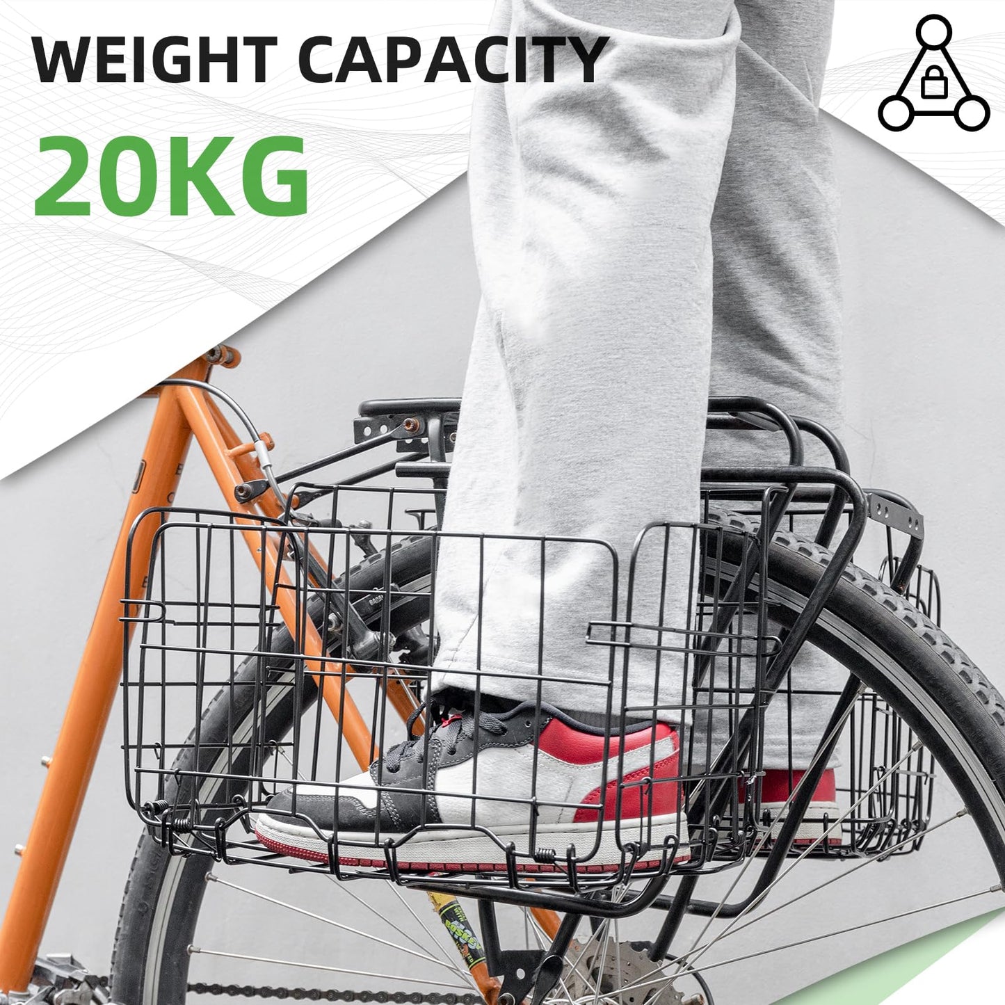 ROCKBROS Sturdy Folding Bike Basket Easy Install for Scooter, Mountain Bike Beach Cruiser