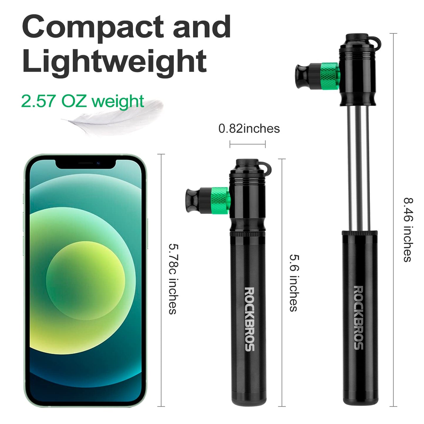 ROCKBROS Mini Hand Bike Tire Pump Dual Mode CO2 or Manual 110PSI