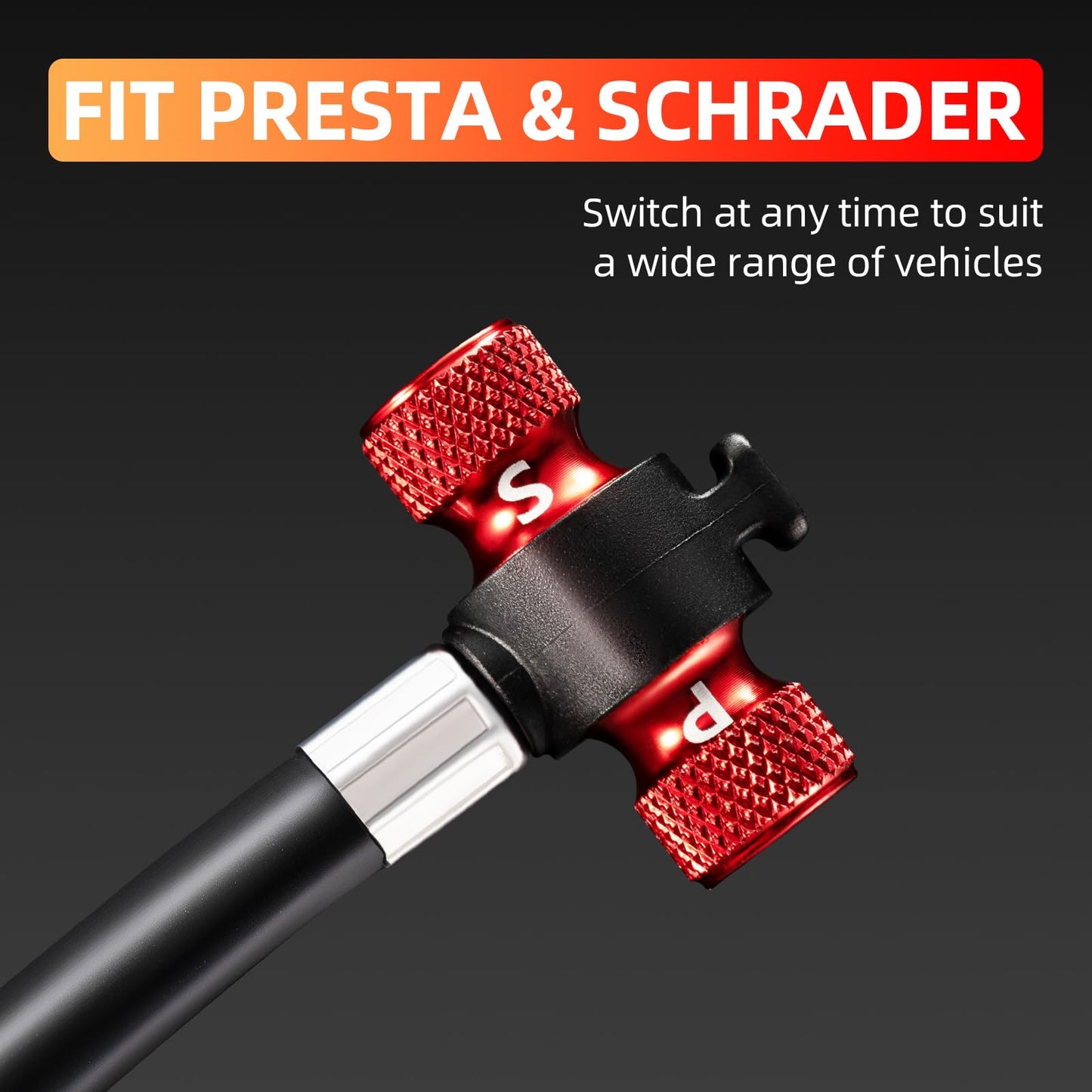 ROCKBROS Mini Portable Bike Pump with Hidden Gauge 220PSI