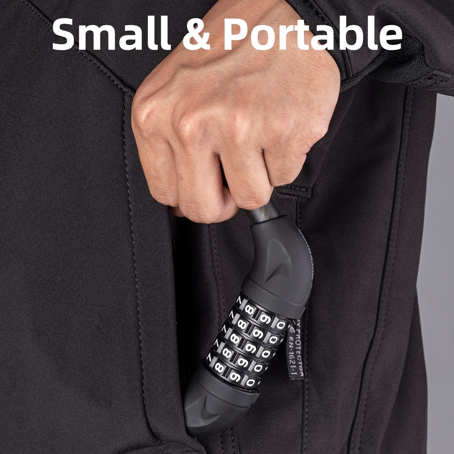 ROCKBROS 5-Digit Combination Bike Lock Lightweight Anti-Theft Cable Black