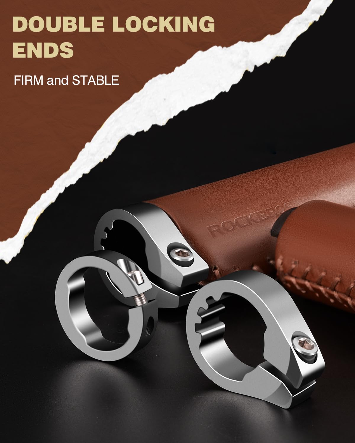 ROCKBROS Leather Vintage Mountain Bike Folding Bike Handlebar Grips 22.2mm