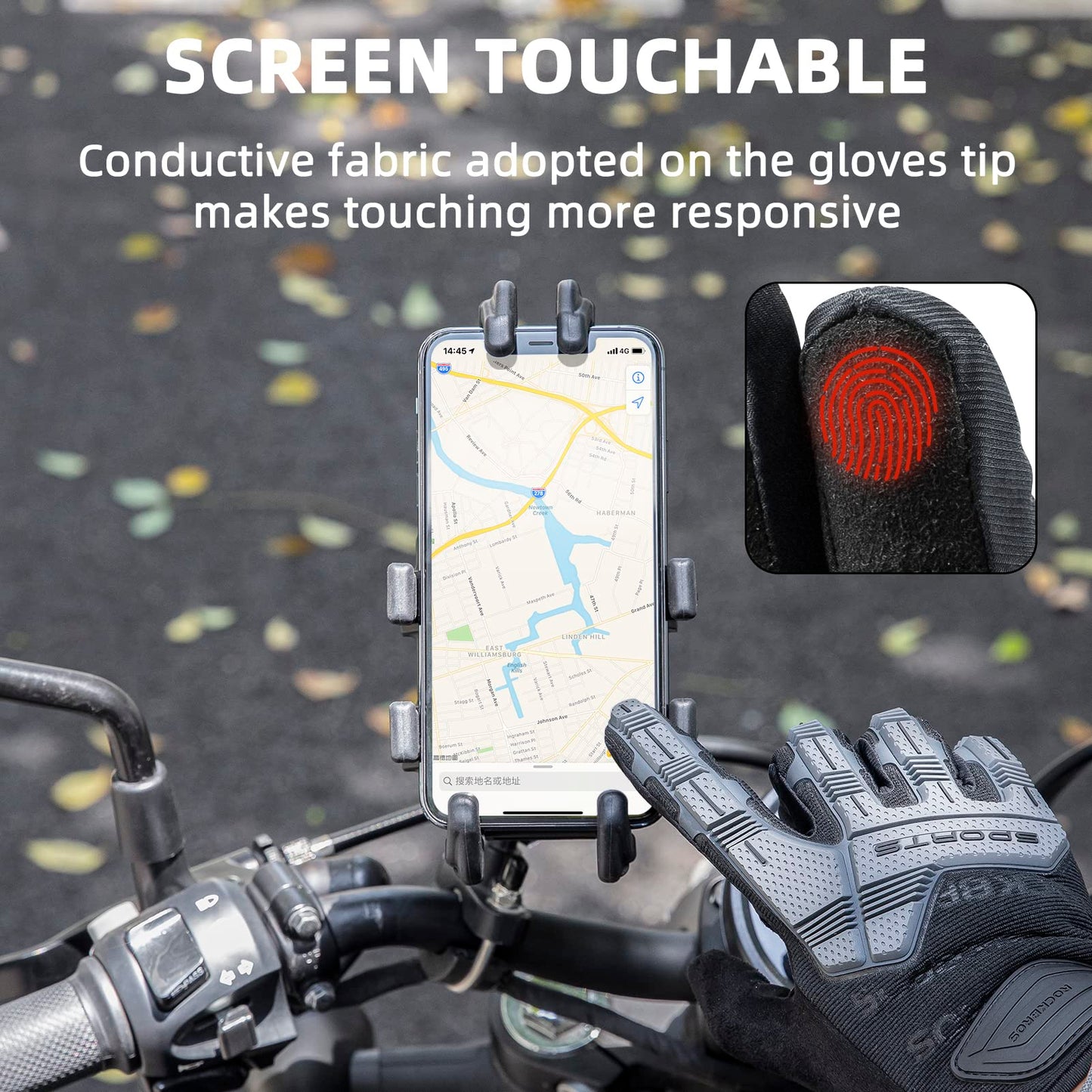 ROCKBROS Winter Touchscreen Motorcycle Gloves with Palm Padding & Knuckle Protection