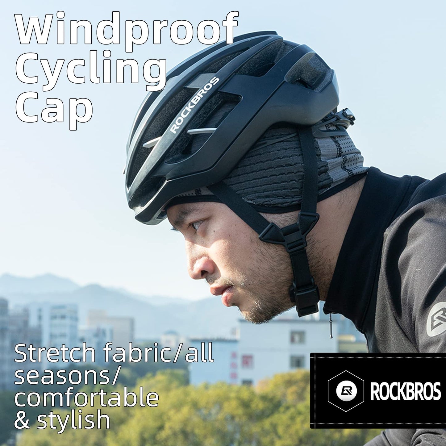 ROCKBROS Winter Cycling Skull Cap Thermal Helmet Liner with Earflaps for Men  Women