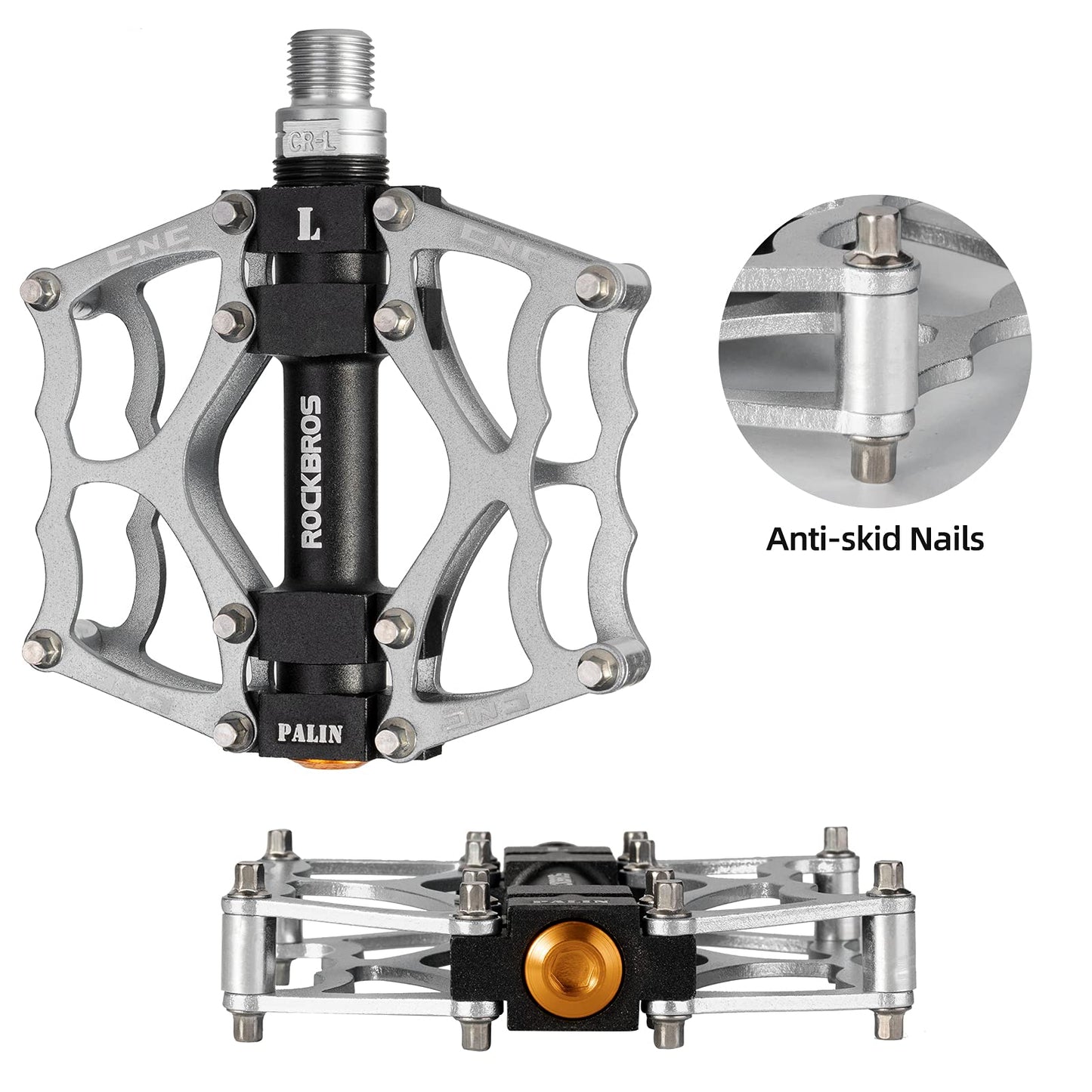 ROCKBROS Lightweight Aluminum Alloy Bike Pedals with Wide Platform Grip