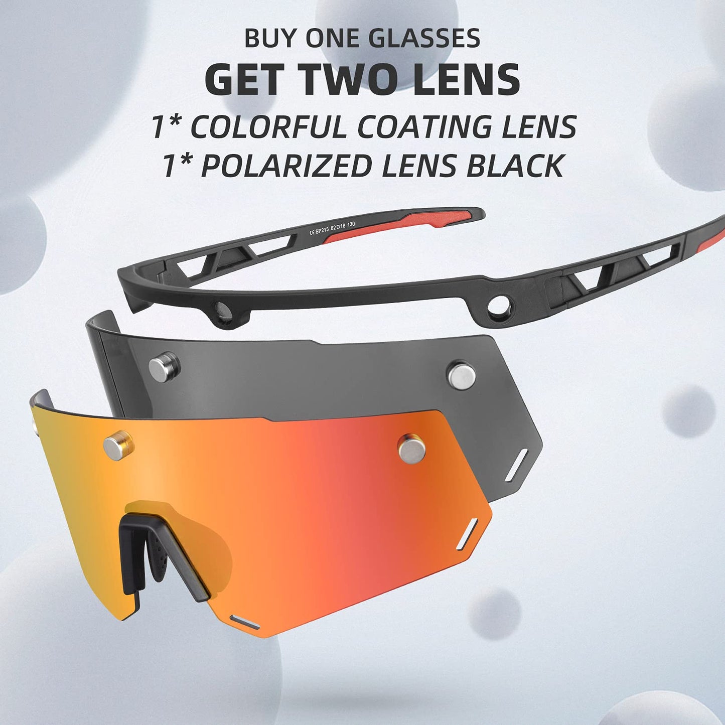 ROCKBROS Cycling Glasses for Men Women Polarized Sunglasses Two Lens for Replace