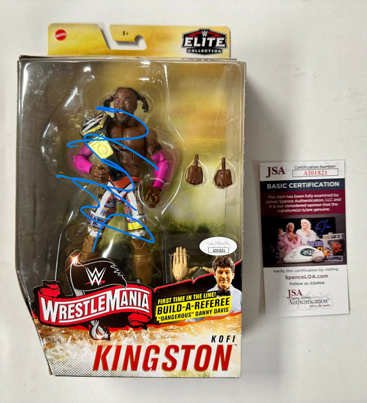 Kofi Kingston Signed WWE Mattel Wrestlemania Elite Figure New Day With JSA COA