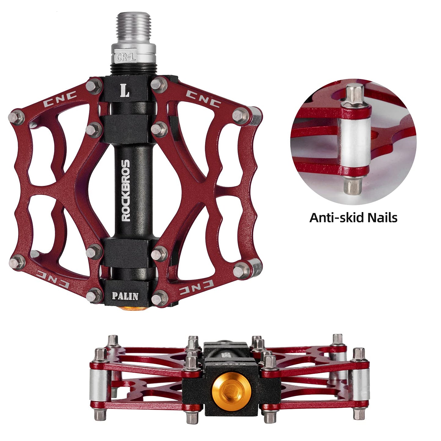 ROCKBROS Lightweight Aluminum Alloy Bike Pedals with Wide Platform Grip