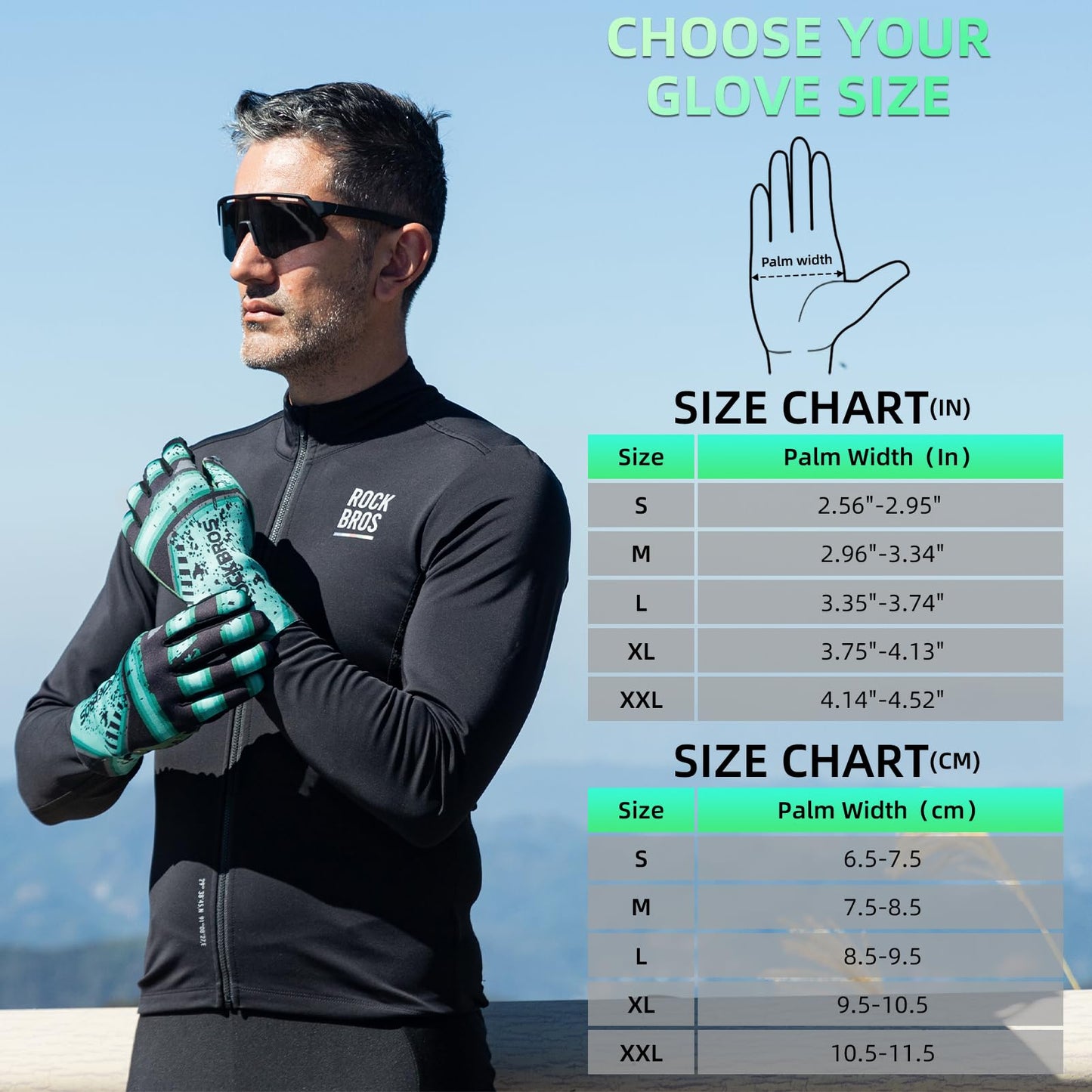 ROCKBROS Winter Cycling Gloves Men’s Thermal Windproof Full Finger MTB Gloves