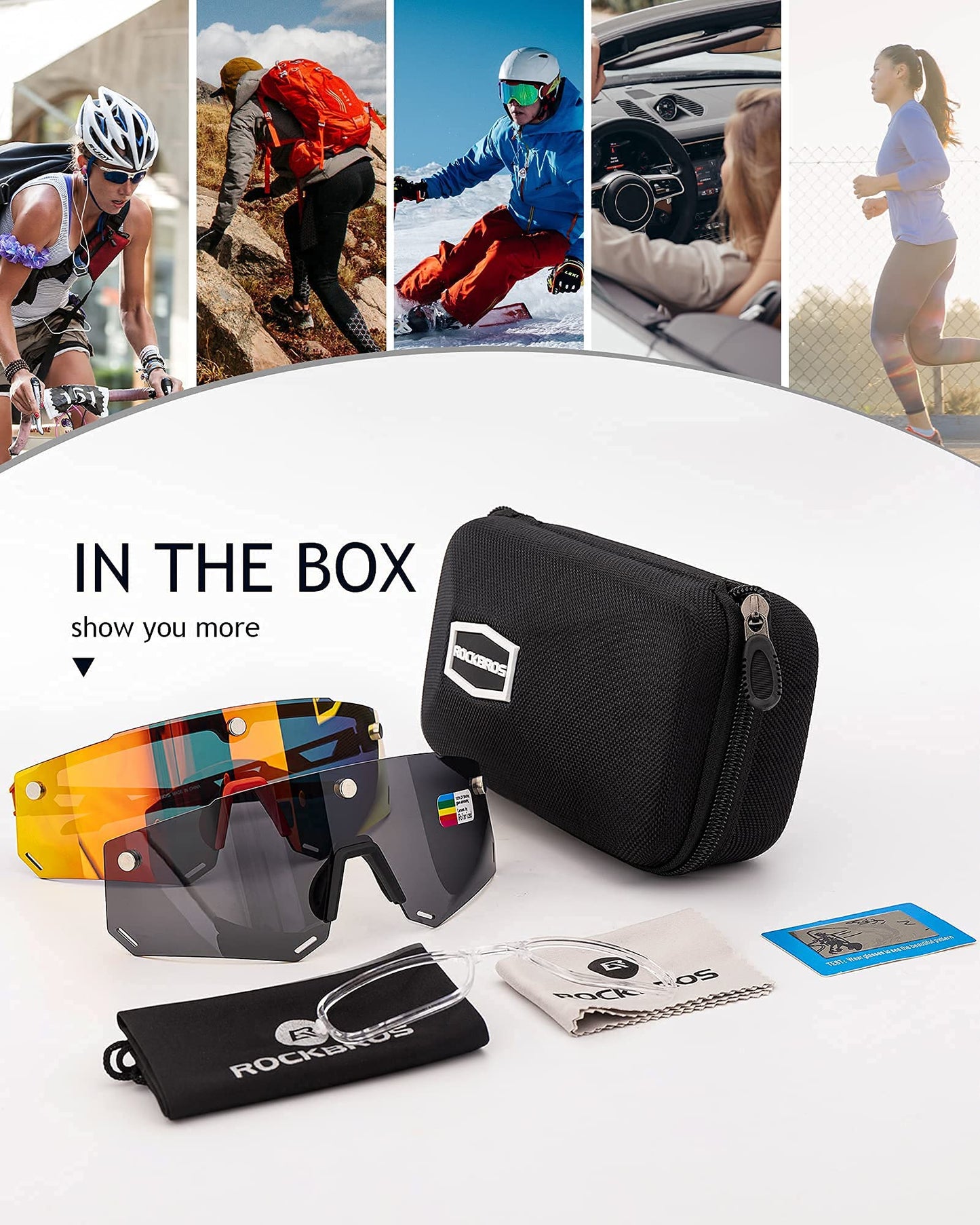 ROCKBROS Cycling Glasses for Men Women Polarized Sunglasses Two Lens for Replace