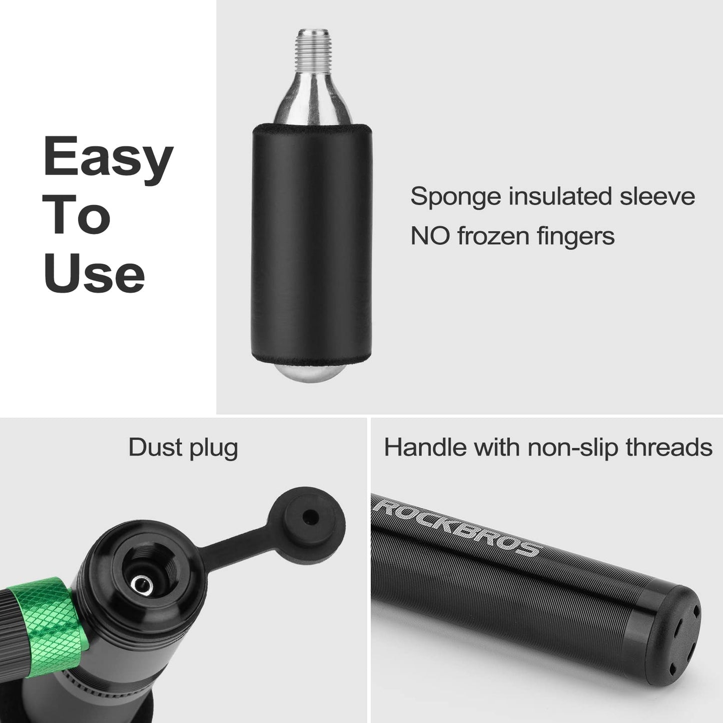 ROCKBROS Mini Hand Bike Tire Pump Dual Mode CO2 or Manual 110PSI