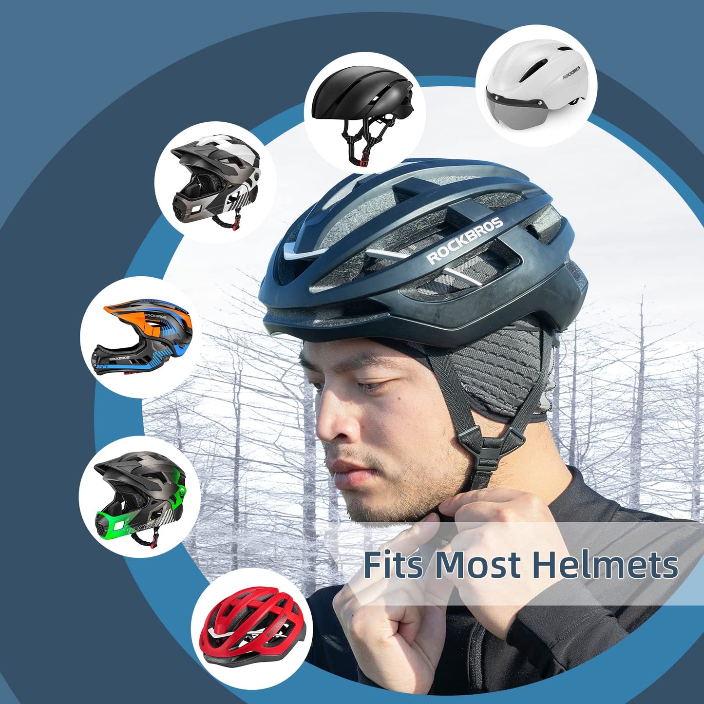 ROCKBROS Winter Cycling Skull Cap Thermal Helmet Liner with Earflaps for Men  Women