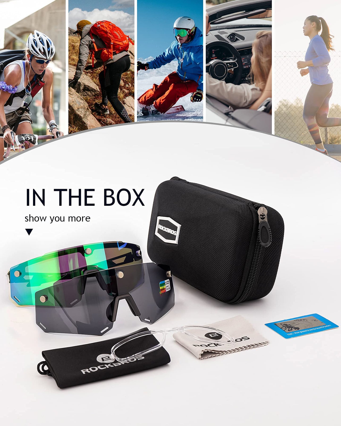 ROCKBROS Cycling Glasses for Men Women Polarized Sunglasses Two Lens for Replace